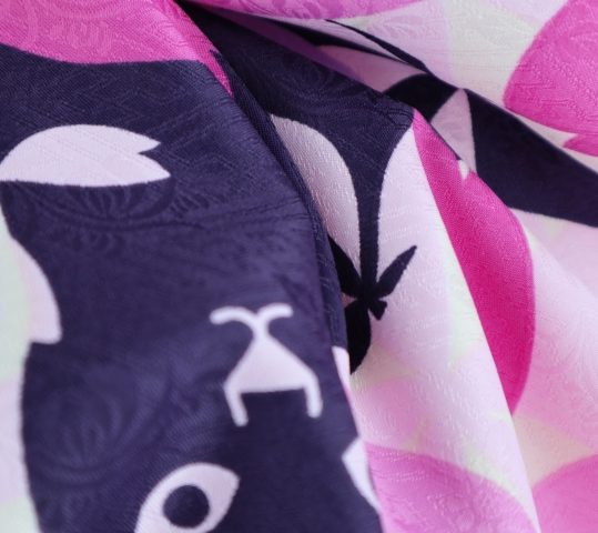 卒業式袴レンタルNo.750[Lサイズ][CouCouMemoire]藤色・濃紫猫・桜